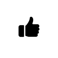 Black thumbs up icon on transparent background symbolizes approval or agreement. This simple and bold design is often used in digital communication to express positivity png
