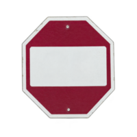 Blank red octagonal sign with white rectangle in center, isolated on transparency background, often used for traffic or informational purposes png