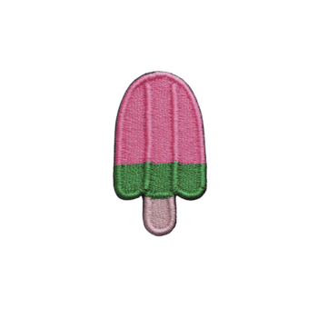 coloré brodé pièce dans forme de popsicle avec rose et vert sections, avec espiègle conception. pièce est isolé sur transparence arrière-plan, mise en évidence ses vibrant couleurs png