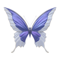 Vibrant, digitally rendered butterfly with purple and white wings, showcasing intricate patterns and delicate textures, set against transparent background png
