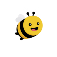 Cute, smiling cartoon bee with black and yellow stripes and small wings, conveying cheerful and playful vibe. bee simple design makes it ideal for children content or educational materials png