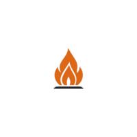 Simple orange flame icon on transparency background, symbolizing fire or heat. design is minimalistic and can represent warmth, energy, or campfire png