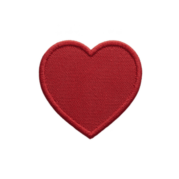 röd hjärta formad broderad lappa med texturerad yta och rena kant, symboliserar kärlek och tillgivenhet. lappa är isolerat på genomskinlighet bakgrund, highlighting dess vibrerande Färg png