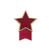 Red star badge with gold outline and ribbon symbolizes achievement or recognition. design is simple yet striking, often used in military or organizational contexts png