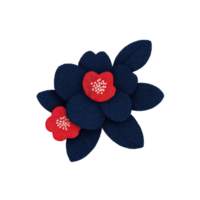 Vibrant illustration of red and blue flowers with intricate detailing and transparency background, creating striking contrast. floral design is both elegant and bold, perfect for decorative png