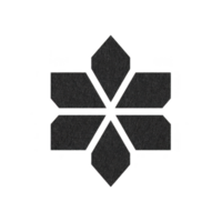 Geometric black flower design with six diamond shaped petals arranged symmetrically, creating modern and minimalist aesthetic. pattern is simple yet striking, suitable for various design png
