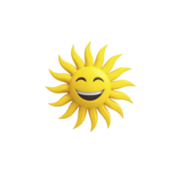 Cheerful, smiling sun emoji with bright yellow rays and happy expression, symbolizing warmth and positivity. sun playful design adds touch of joy and energy png