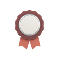 3D illustration of blank award ribbon with circular center and two tails, featuring red and white color scheme. design is simple and elegant, suitable for various achievements png