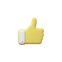 3D yellow thumbs up icon with white button detail, symbolizing approval or agreement. design is simple and modern, often used in digital communication to express positivity png