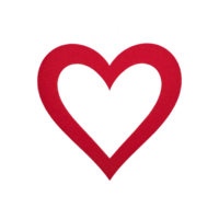 Red heart shape with simple, bold design on transparent background, symbolizing love and affection. heart is centered and stands out against clear backdrop png