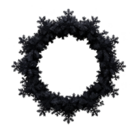Delicate, intricate snowflake wreath with circular design, perfect for winter decorations and festive occasions. symmetrical pattern adds elegance and charm to any seasonal setting png