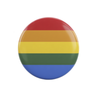 Round button featuring rainbow flag design with vibrant colors symbolizing diversity and inclusion. glossy finish adds reflective quality, enhancing its visual appeal png
