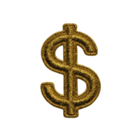 Glittering gold dollar sign symbol on transparency background, representing wealth and financial success. sparkling texture adds luxurious and eye catching effect png