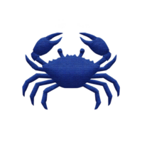 Vibrant blue crab illustration with detailed texture, showcasing its claws and legs against plain background. design highlights intricate patterns and vivid color of crab, evoking sense of marine png
