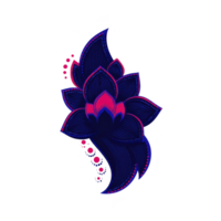 Vibrant, abstract lotus flower design with intricate patterns and bold colors, featuring shades of blue and pink, creating striking and artistic visual png