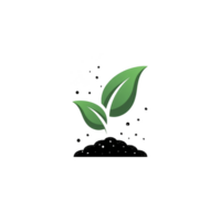 Small green plant with two leaves emerges from soil, symbolizing growth and new beginnings. simple illustration conveys sense of hope and renewal png