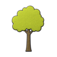 Simple illustration of green tree with brown trunk on transparent background, showcasing cartoon style. tree has rounded canopy and textured appearance png