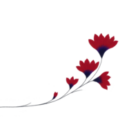 Delicate branch with vibrant red flowers and dark centers gracefully extends against plain background, creating striking contrast. floral design exudes elegance and simplicity png
