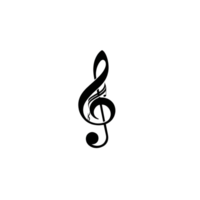 Black treble clef symbol is centered on transparency background, representing music and melody. simple design conveys sense of harmony and rhythm, often associated with musical notation png