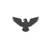 Silhouette of eagle with outstretched wings symbolizes freedom and strength. black and white design is simple yet powerful, capturing essence of majestic bird png