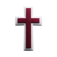 vermelho e branco bordado Cruz fragmento em transparência fundo, simbolizando fé e espiritualidade. Projeto é simples ainda impactante, frequentemente usava dentro religioso contextos ou Como decorativo elemento png