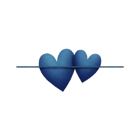 Two textured blue hearts are connected by rope, symbolizing unity and love. design is simple yet impactful, with focus on deep blue color and tactile appearance of hearts png