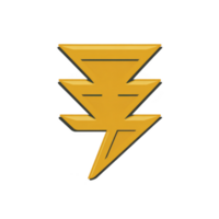 Stylized yellow lightning bolt symbol with sharp angles and modern design on transparency background. bold geometric shape conveys energy and power png