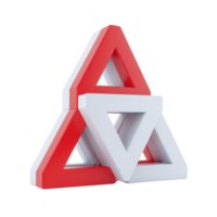 Geometric sculpture featuring interlocking red and white triangular shapes creates visually intriguing design. modern art piece showcases symmetry and balance png
