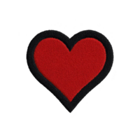 Red heart with black border, featuring textured, fuzzy appearance, stands out against transparent background, symbolizing love and affection png