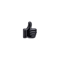 Black and white thumbs up icon is centered on plain background, symbolizing approval or agreement. minimalist design is clear and easily recognizable png