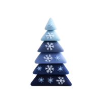 Stack of triangular cushions in gradient blue shades forms Christmas tree shape, adorned with snowflake patterns. design is festive and cozy, perfect for holiday decor png