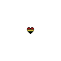 Small heart shaped icon features Pan African flag colors, symbolizing unity and pride. heart is centered on plain background, emphasizing its vibrant red, black, and green stripes png