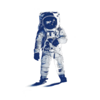 Astronaut in spacesuit stands confidently, evoking sense of exploration and adventure. detailed suit and helmet reflect vastness of space and spirit of discovery png