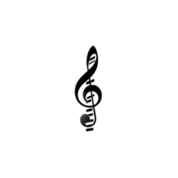 Black treble clef symbol stands out against plain background, representing music and melody. simple design is iconic in musical notation png