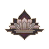 Decorative lotus flower emblem with intricate geometric patterns and blend of pink and brown tones, symbolizing elegance and tranquility png