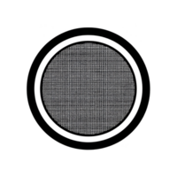 Simple black circular design with thin outer ring and textured inner circle, creating minimalist and modern look. monochrome palette adds sleek and versatile aesthetic png
