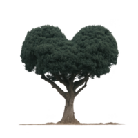 Heart shaped tree with lush green foliage stands alone, symbolizing love and nature beauty. Its unique shape and vibrant leaves create striking and serene image png