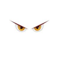 Pair of intense, cartoonish eyes with sharp, focused expression are set against transparency background, conveying sense of mystery and intrigue. eyes are orange with red accents, adding to their png