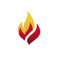 Stylized flame icon with red and yellow colors, symbolizing energy and warmth. design is simple and modern, often used to represent fire or heat related concepts png