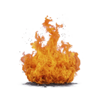 Vibrant, dynamic flame with intense orange and yellow hues, isolated on transparent background, conveys energy and warmth. Perfect for creative projects needing fiery elements png