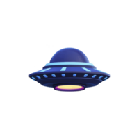 A vibrant, cartoon style ufo with blue dome and glowing lights hovers against transparent background, evoking sense of mystery and wonder png