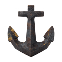 Weathered, rusty anchor with crossbar, showcasing signs of age and corrosion, isolated on transparency background. anchor texture and patina suggest long history at sea png