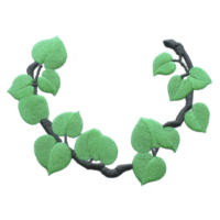 Decorative embroidery design features vine with green leaves, creating natural and elegant pattern. intricate stitching adds texture and depth, making it ideal for fabric embellishment png