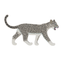 Stylized embroidered leopard patch with intricate details and fierce expression, showcasing blend of gray and white threads. design captures elegance and power of animal png