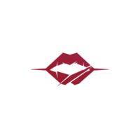 Bold red lips graphic with striking design, featuring stylized, edgy appearance. lips are slightly parted, creating sense of intrigue and allure. minimalist style emphasizes lips shape and color png