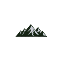 Mountain illustration with minimalist design, featuring sharp peaks and subtle shading, evoking sense of adventure and tranquility png