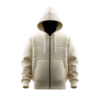 Cozy beige hooded jacket with front zipper and drawstrings, perfect for casual wear. soft texture and neutral color make it versatile for various outfits png