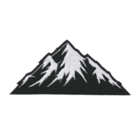 Stylized illustration of snow capped mountain peak with sharp edges and contrasting black and white colors, evoking sense of adventure and exploration png
