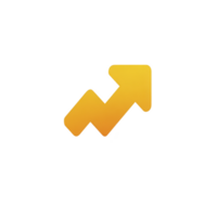 Yellow upward arrow icon symbolizes growth and progress, often used in business and finance contexts to represent increasing trends or success. arrow zigzag design adds dynamic feel png