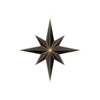 Black and gold eight pointed star with intricate dotted patterns on transparency background, creating celestial and elegant design png